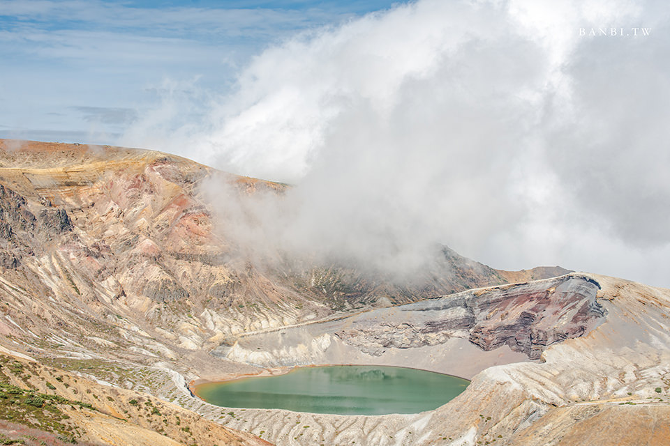 日本東北藏王御釜 萬年火山的魔法寶石淚 神秘綠火山湖 仙台 山形出發交通方式 自駕點 開放時間 Banbi 斑比美食旅遊